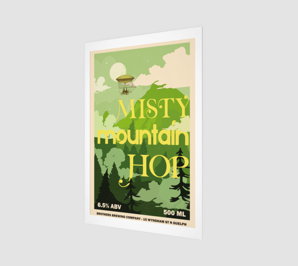 Misty Mountain Hop IPA Label Art Print