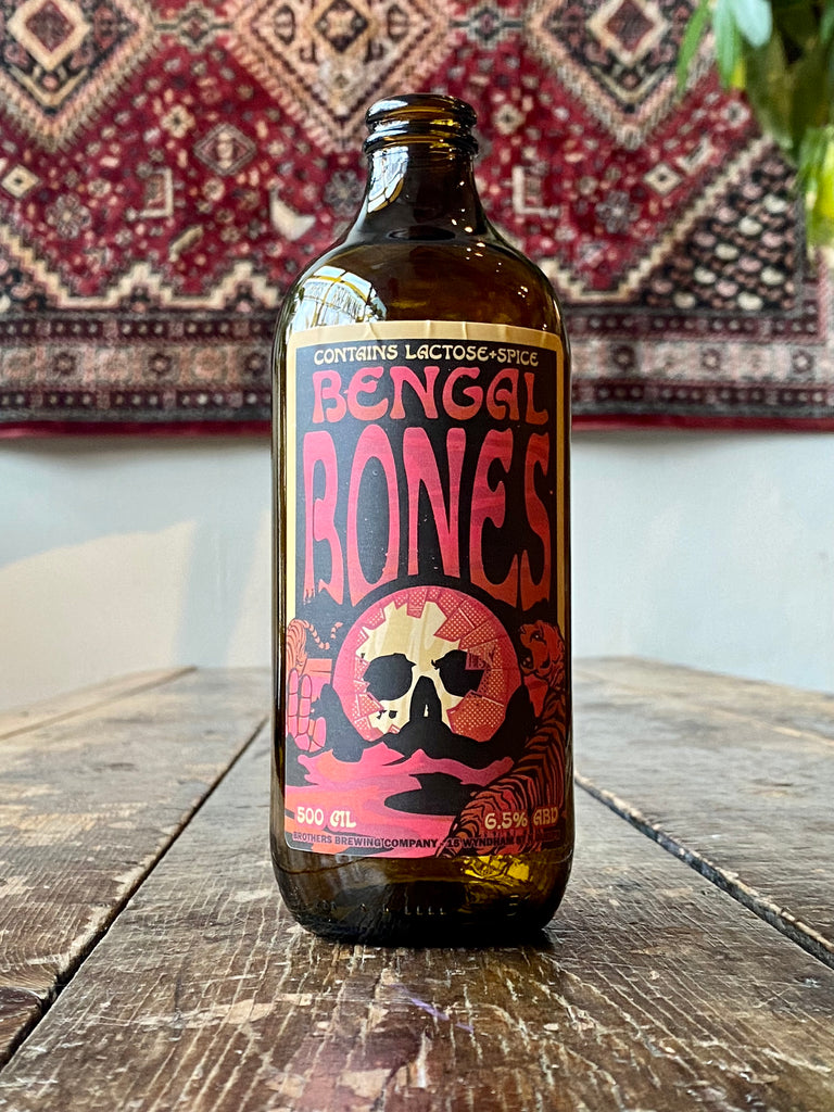 Bengal bon lactose blonde ale bottle on tabletop
