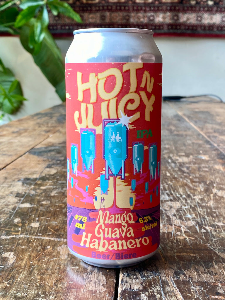 Hot N Juicy Can on bar table