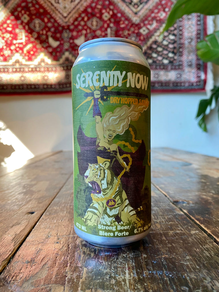 Serenity Now Dry Hopped Saison Can on table